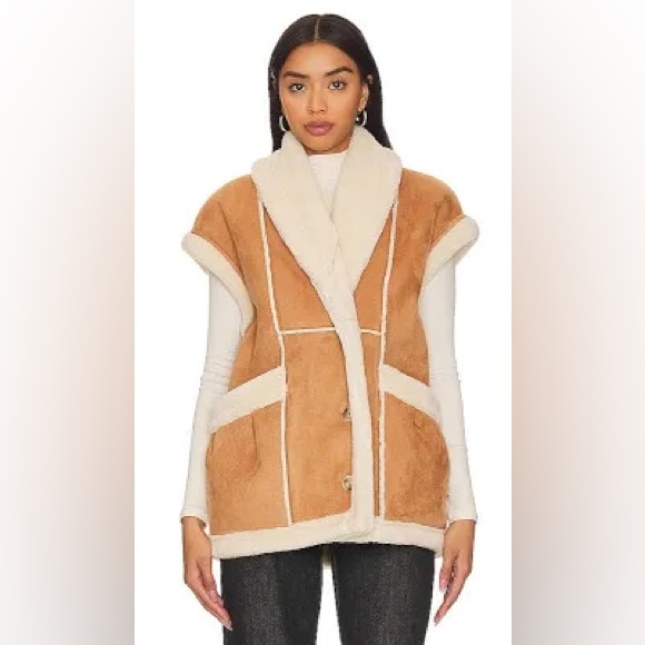 Blank NYC REVOLVE Womens Faux Leather Sherpa Vest Jacket XS NWT - Picture 2 of 8
